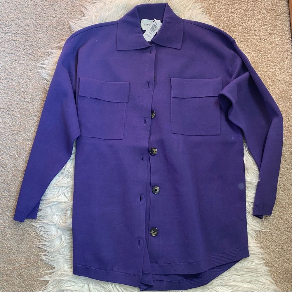 NWT Aritzia Wilfred Free Ronnie Deep Violet Sweater Cardigan Jacket xxs
